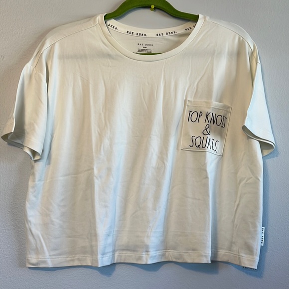 FINAL PRICE DROP ⬇️ Rae Dunn | “Top Knots & Squats” Cropped T-Shirt - Picture 3 of 8